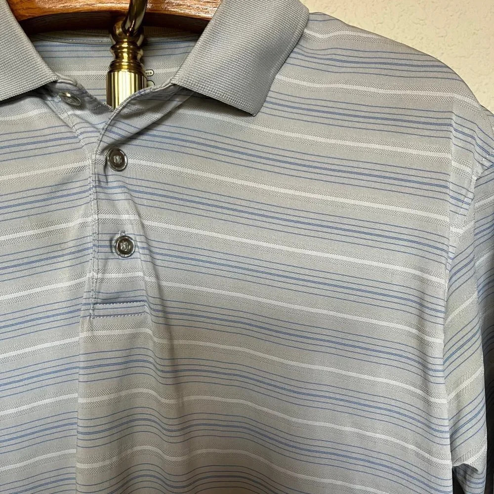 PEBBLE BEACH ~ Grey Striped polo shirt - Picture 2 of 5